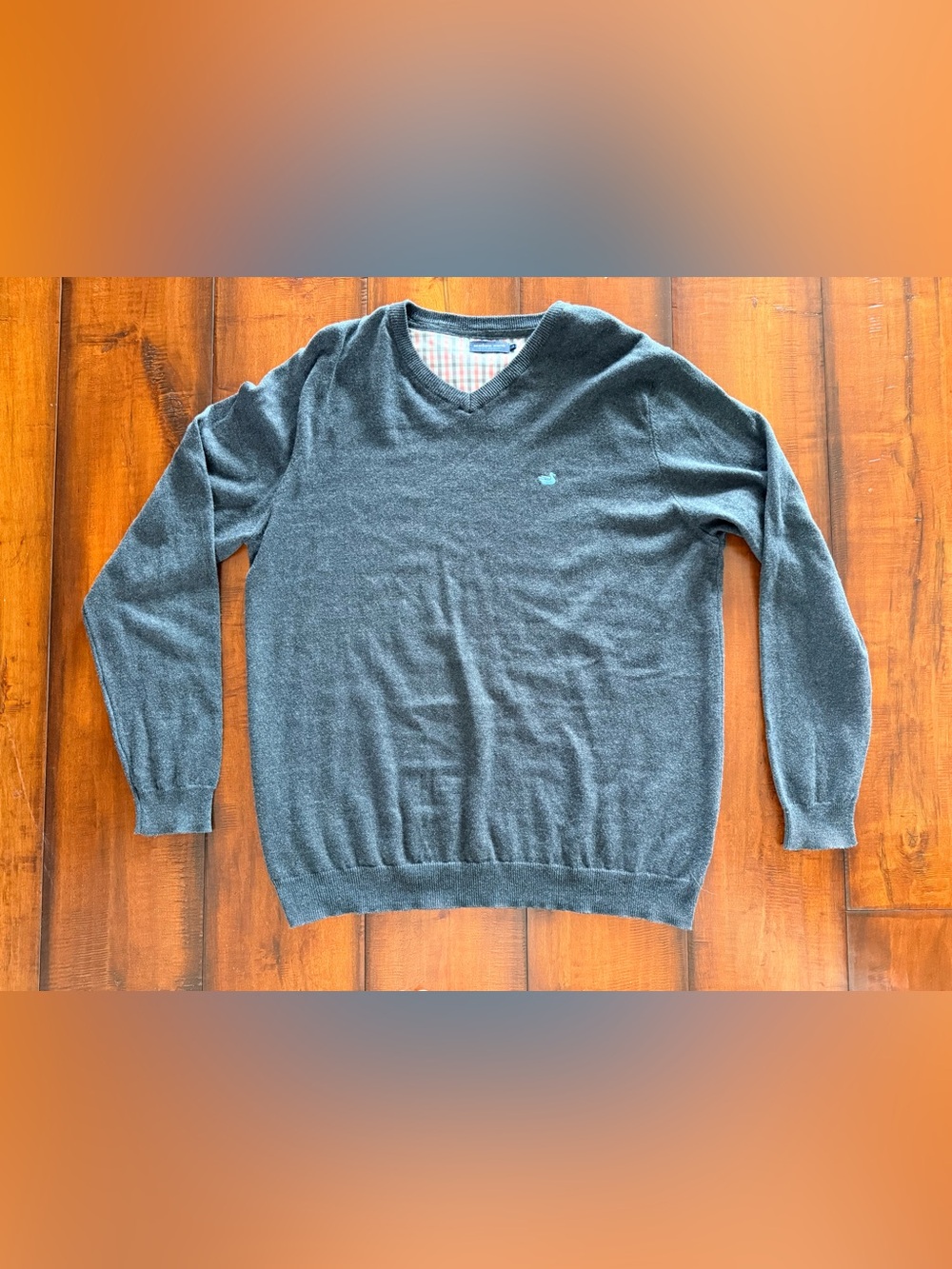 Southern Marsh Men's V-Neck Sweater in Charcoal Gray with Teal Logo